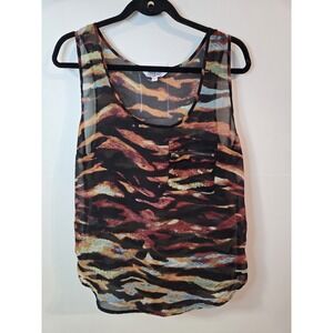 Top Women L  Zebra Print Sheer Tank 90s Y2K Indie Grunge